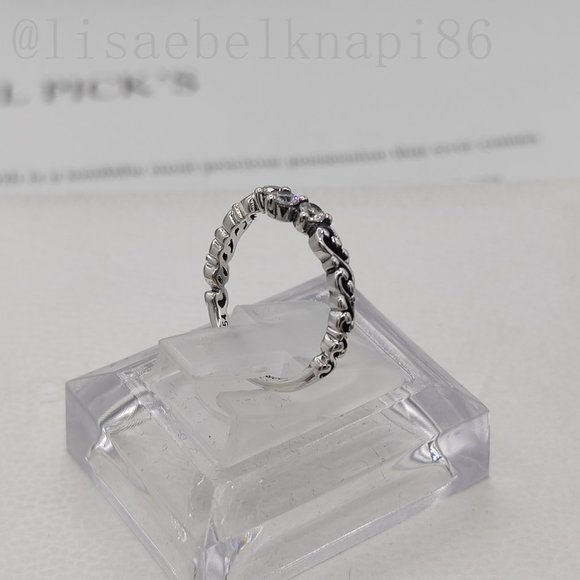Pandora Silver Ring with Clear Stones - Picture 2 of 8